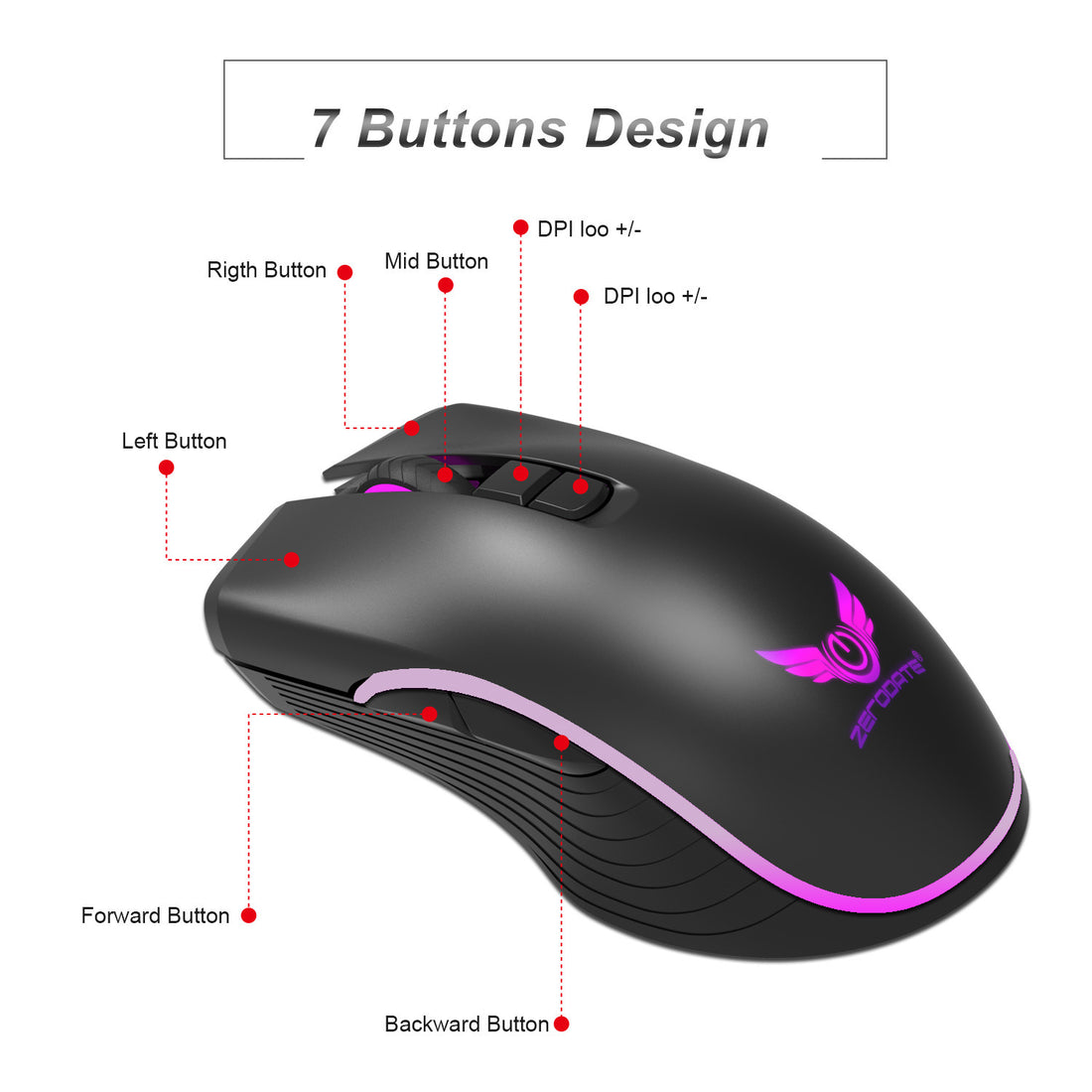 Rechargeable Interface Seven-button Gaming Mouse