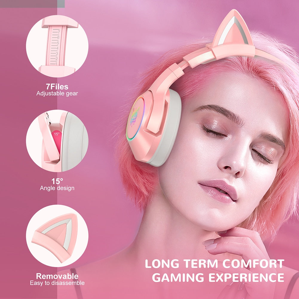Cute Cat Ears Gaming Headset