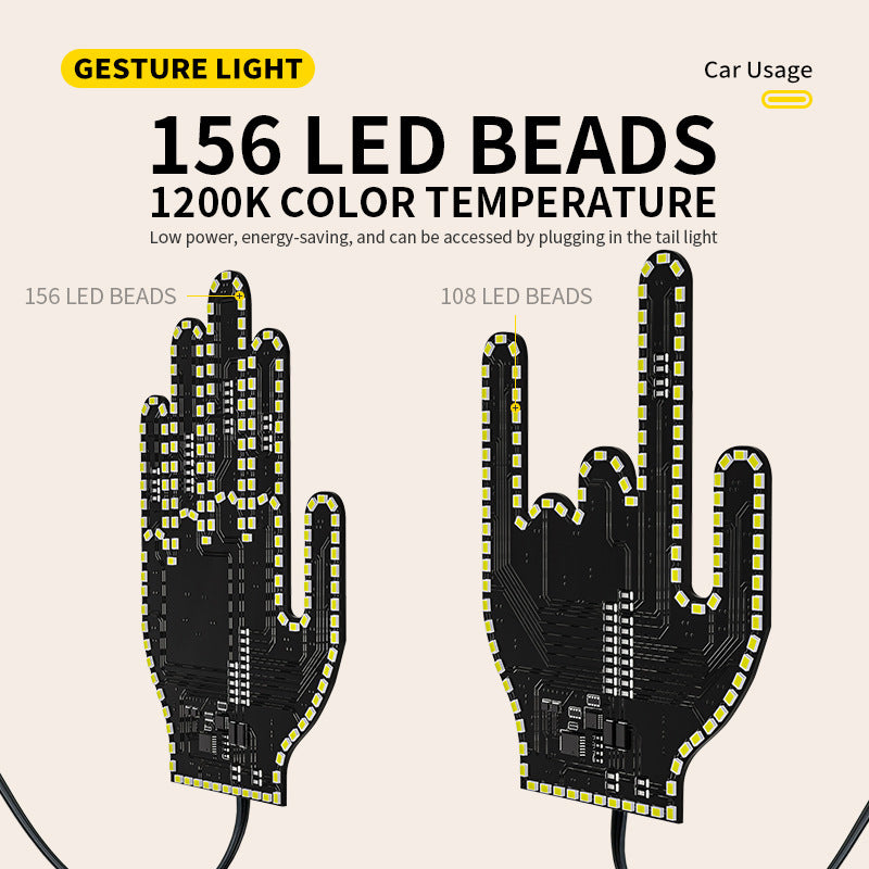 Car Finger LED Gesture Flashing Lights