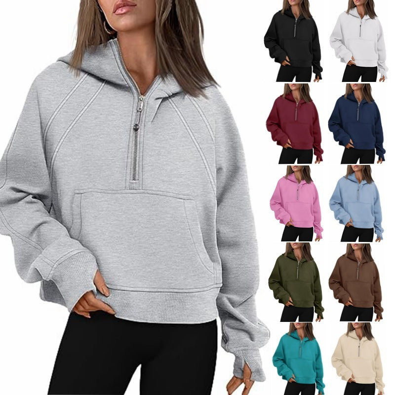 Sport Tops Long Sleeve Pullover Zipper Sweaters